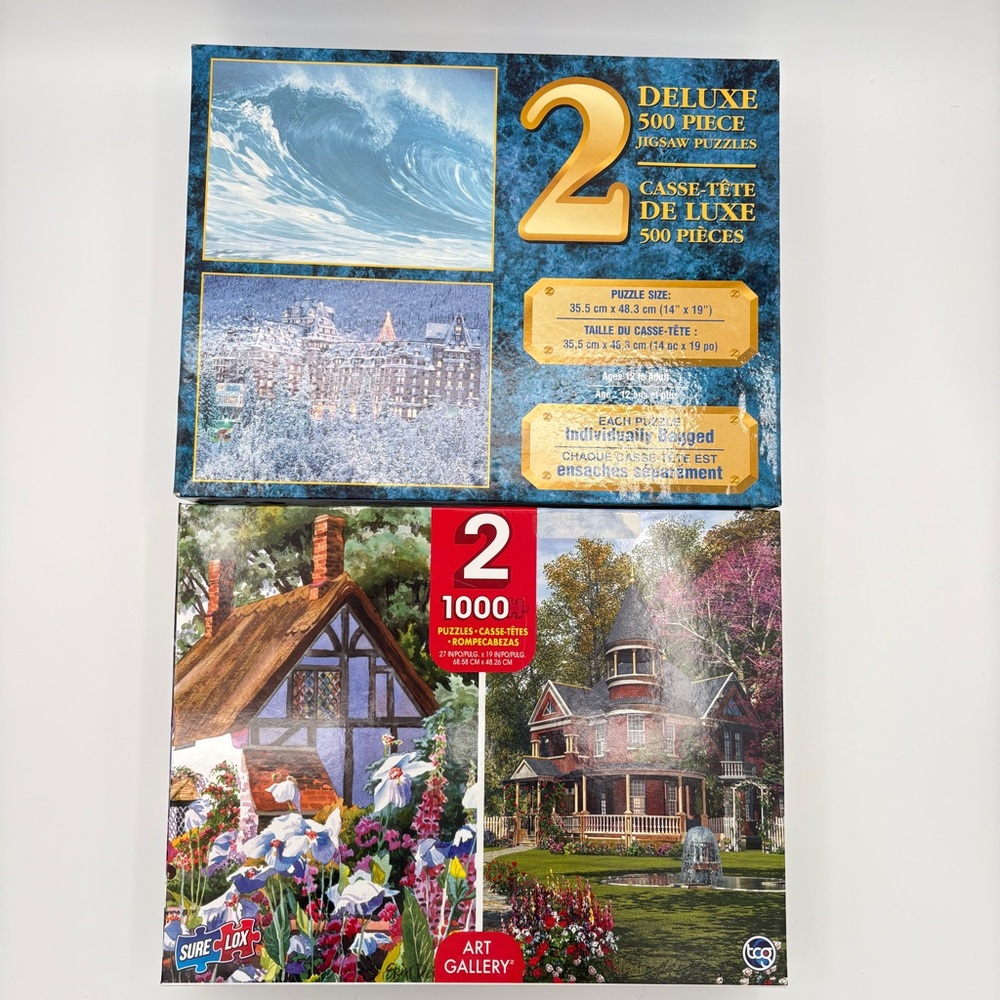 2 Sure Lox 1000pc + 2 Canadian 500pc Sealed Jigsaw Puzzle Bundle Scenic & Travel